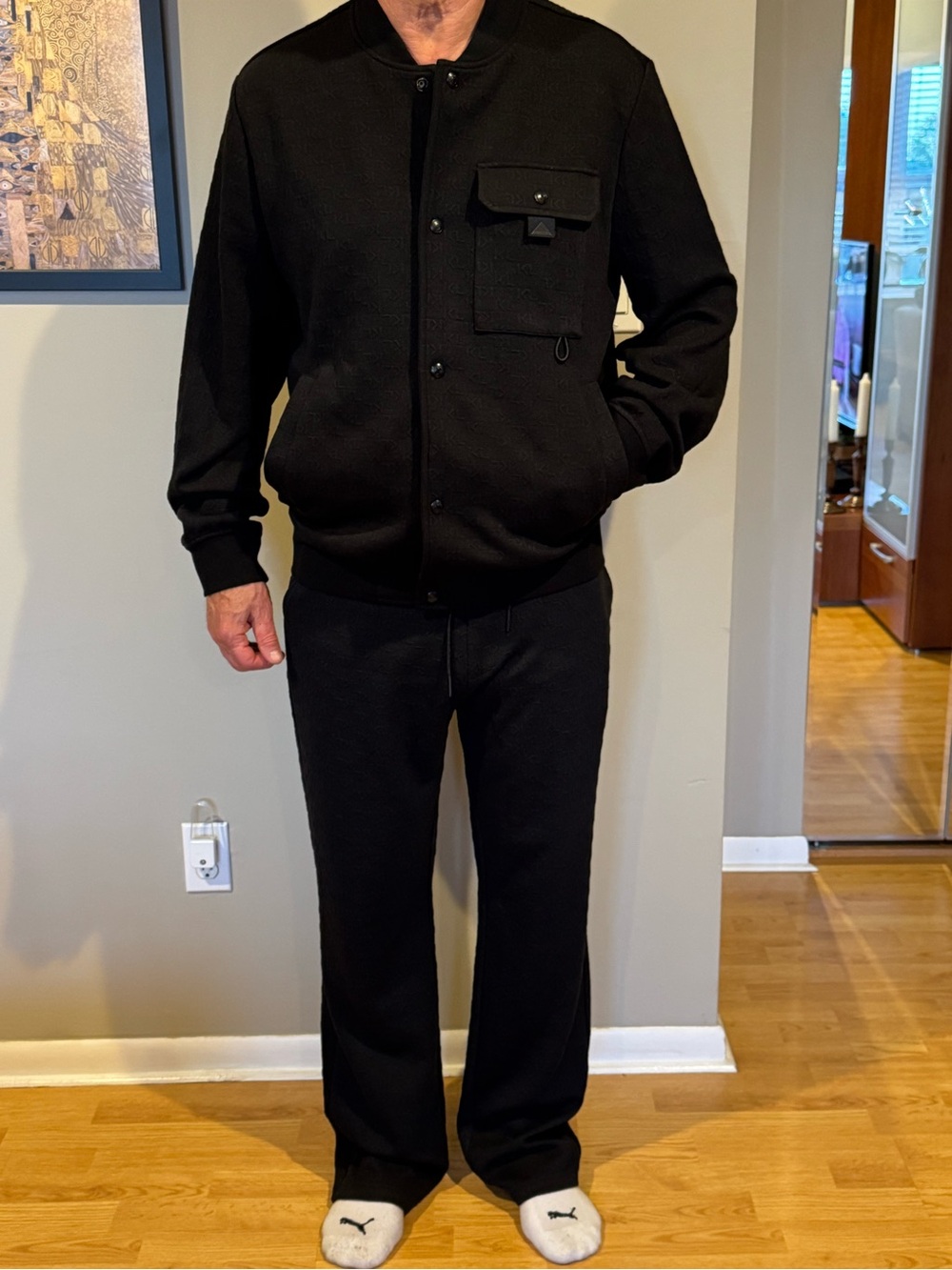 Karl Lagerfeld- Black Track Suit/Bomber Jacket & Pants/Men’s M (NWT-Sample)